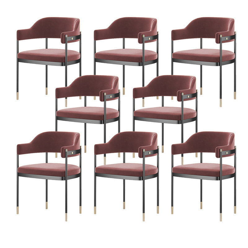 Silla de comedor de cocina contemporánea silla de brazo de patas negras tapizadas