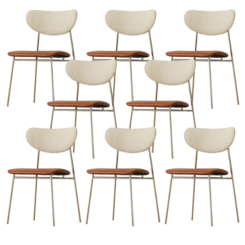 Contemporary Indoor Side Chair Silver Legs Open Back Dining Chair White 8 Piece Set Clearhalo 'Dining Chairs' 'Dining Tables & Seating' 'dining_chair' 'furn' 'furn_dining_chair' 'Furniture' 'Kitchen & Dining Furniture' 6680654