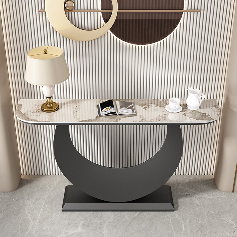 Tavolo di accento di mezza luna di pietra moderna da 31,5 "tavolo da console alta per Hall