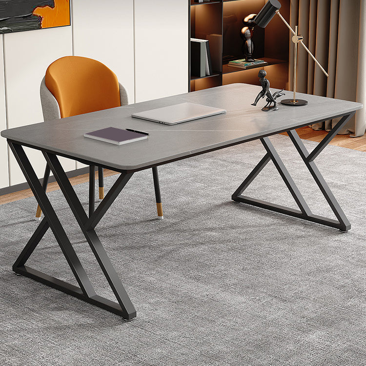 Escritorio de oficina de piedra contemporánea escritorio de escritura gris curva para la oficina