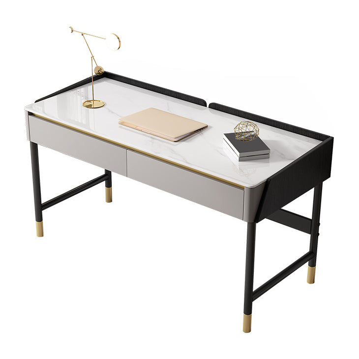 Glam Office Desk Antique Finish Computer Desk mit 2 Schubladen