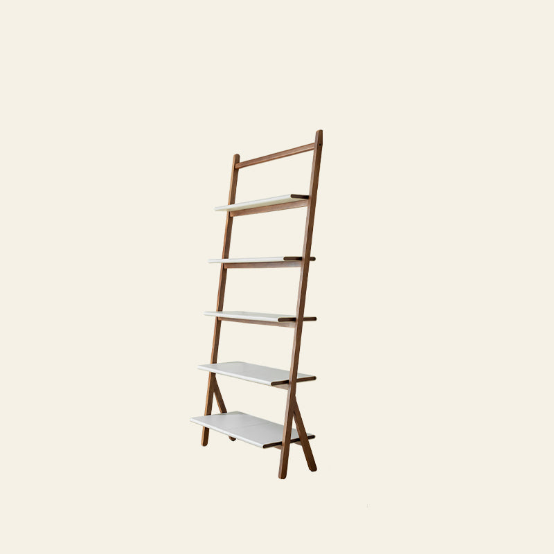 Moderne stijl Open Back Bookshelf Ladder Houten boekenkast voor thuiskantoor