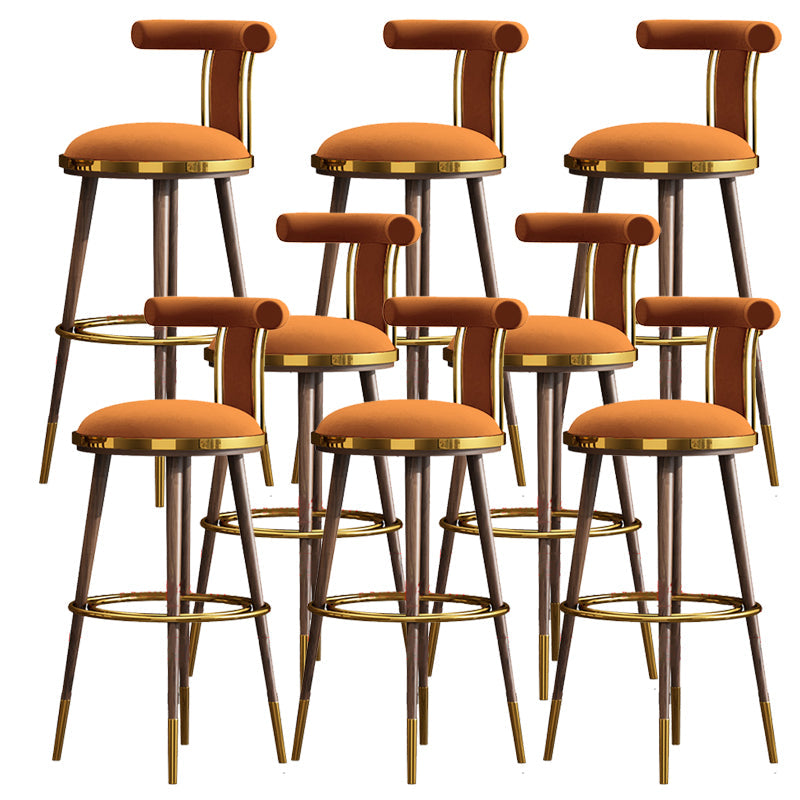 Glam Upholstered Bar Stool Glam Backrest Counter Stool for Bristol Orange 8 Piece Set Clearhalo 'Bar Furniture' 'Bar Stools' 'bar_stools' 'furn' 'furn_bar_stools' 'Furniture' 'Kitchen & Dining Furniture' 6686333
