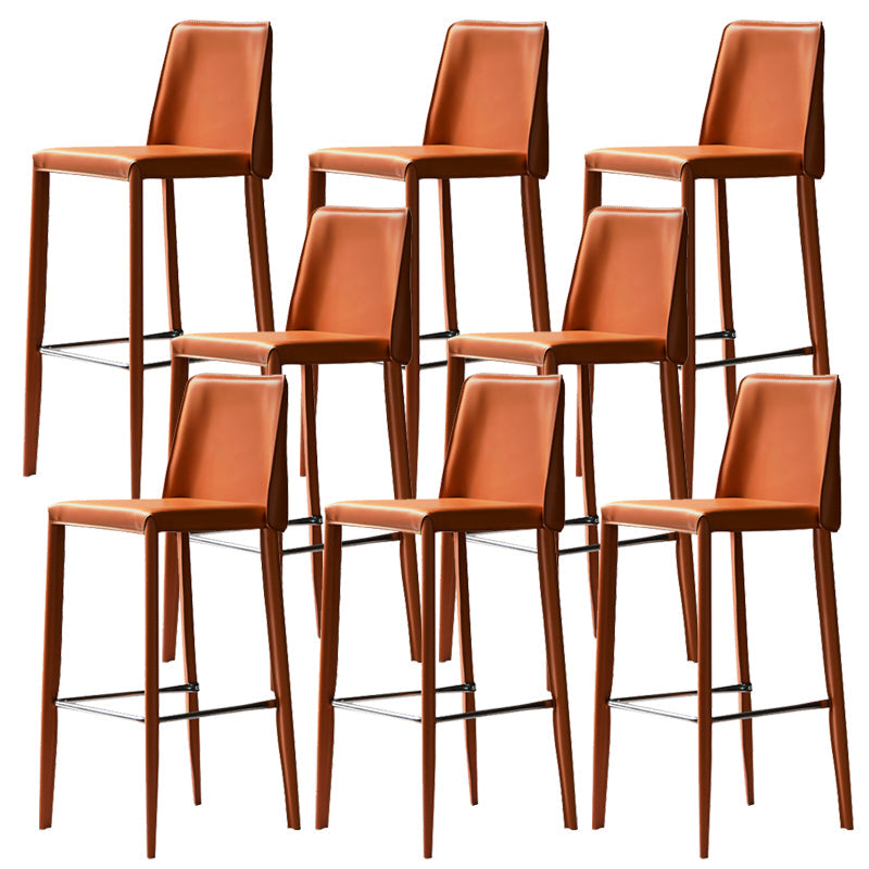 Modern Leather Bar Stool Low Back Counter Stool for Living Room Red 8 Piece Set Clearhalo 'Bar Furniture' 'Bar Stools' 'bar_stools' 'furn' 'furn_bar_stools' 'Furniture' 'Kitchen & Dining Furniture' 6686353