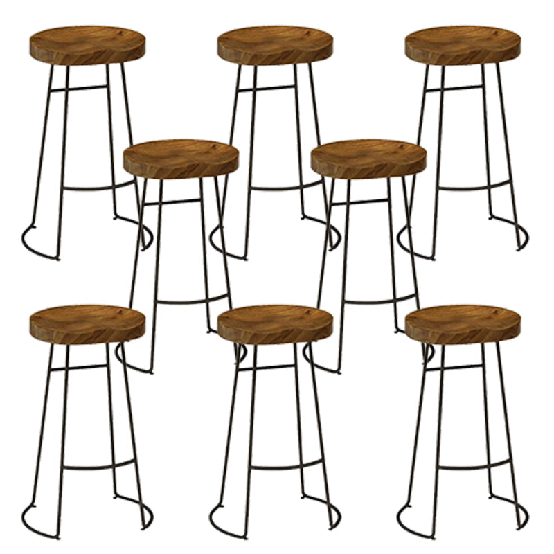 Contemporary Backless Dining Stools Solid Wood Bar Stools with Footrest 8 Piece Set Clearhalo 'Bar Furniture' 'Bar Stools' 'bar_stools' 'furn' 'furn_bar_stools' 'Furniture' 'Kitchen & Dining Furniture' 6686523