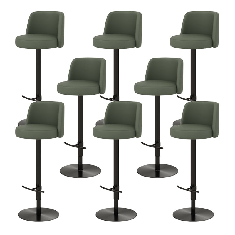Adjustable Swivel Bar Stool Leather Backrest Counter Stool for Bristol Black Green 8 Piece Set Clearhalo 'Bar Furniture' 'Bar Stools' 'bar_stools' 'furn' 'furn_bar_stools' 'Furniture' 'Kitchen & Dining Furniture' 6687109