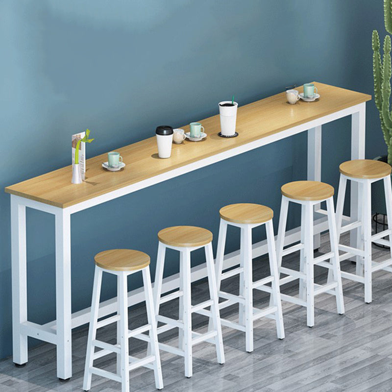 Mesa de barra de caballete de metal industrial mesa rectángulo de madera de madera de altura de mostrador de altura