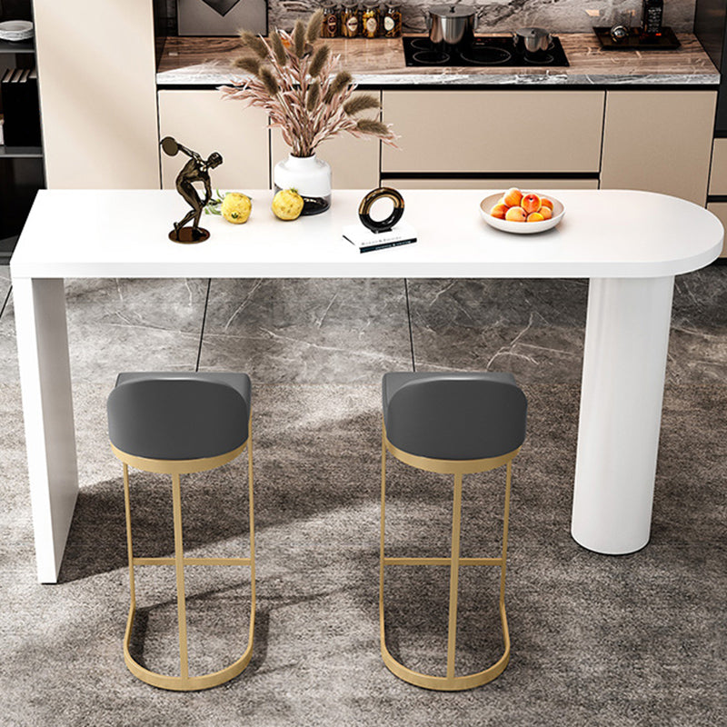 Mesa de barra de doble pedestal blanca contemporánea Mada de madera y barra de hierro Mesa de comedor