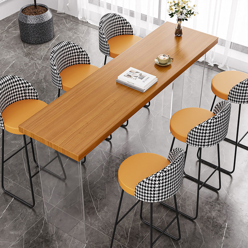 Mesa de comedor de barra rectangular contemporánea con pedestal doble acrílico