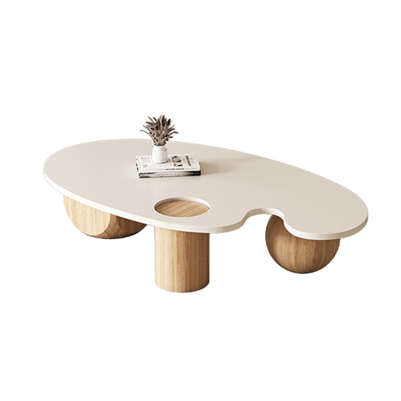 11"H Contemporary Coffee Table Solid Wood White Coffee Cocktail Table