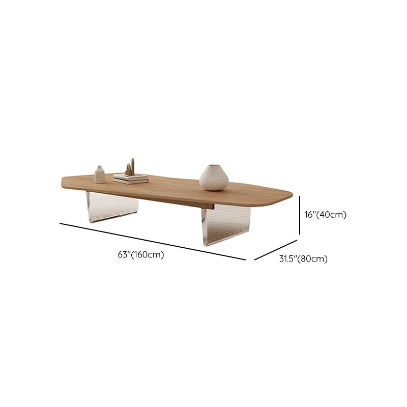 2 gambe tavolino da caffè singolo in legno solido a forma libera naturale