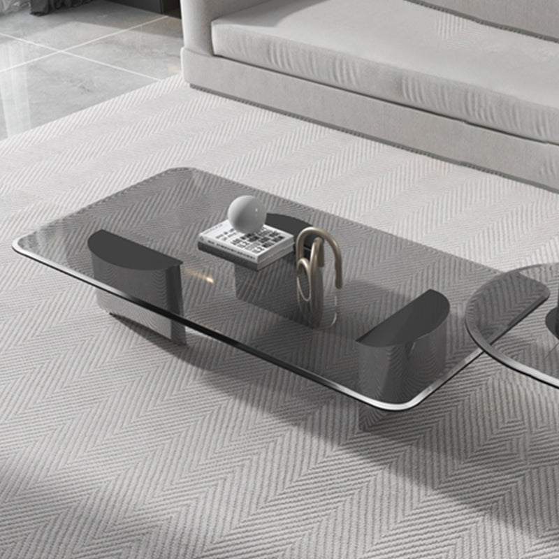 Tavolino da caffè singolo in vetro tavolo da cocktail rotondo tropicale con 3 gambe