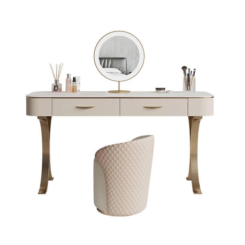Glam Makeup Vanity Desk Table Stone Top Dressing Table with Drawer