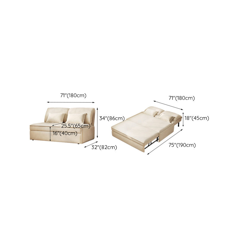 32" Wide Scandinavian Futon Sofa Bed Leather White Futon Sleeper Sofa without Stroage