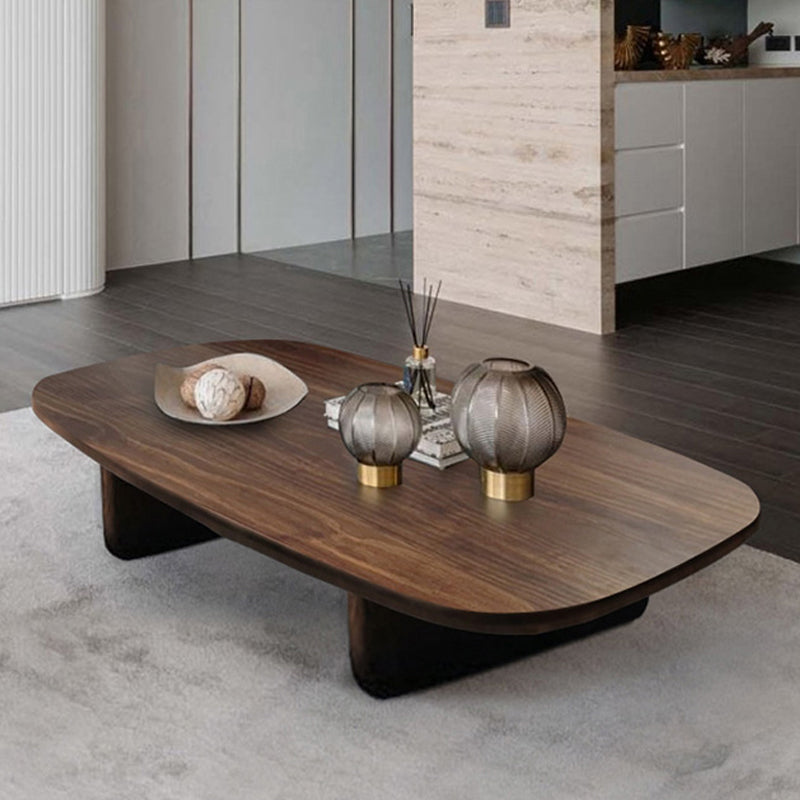 17 "H zeitgenössischer Couchtisch schwarzer Massivholzkaffee Cocktailtisch