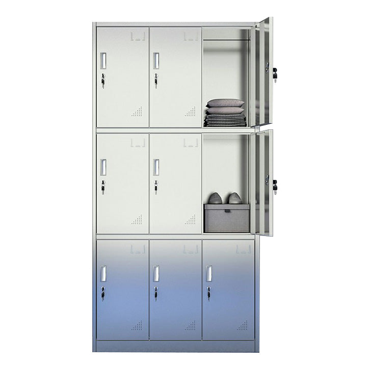 Silver Storage Cabinet with Hinged Doors Contemporary Steel Indoor Cabinet 9 Clearhalo 'Armoires & Wardrobes' 'armoires_wardrobes' 'Bedroom Furniture' 'furn' 'furn_armoires_wardrobes' 'Furniture' 6693445