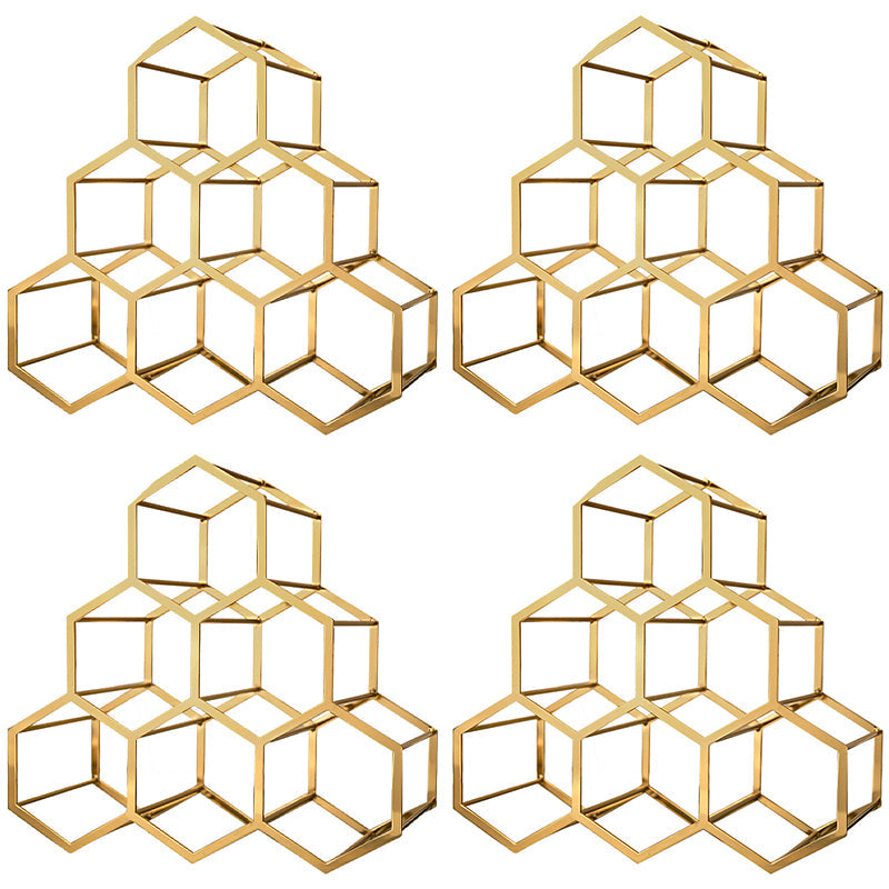 Metal Countertop Wine Glass Rack Modern Stackable Wine Bottle Holder in Gold 14"L x 7"W x 13"H 4 Piece Set Clearhalo 'furn' 'furn_wine_racks' 'Furniture' 'Kitchen & Dining Furniture' 'Wine Racks' 'wine_racks' 6693730