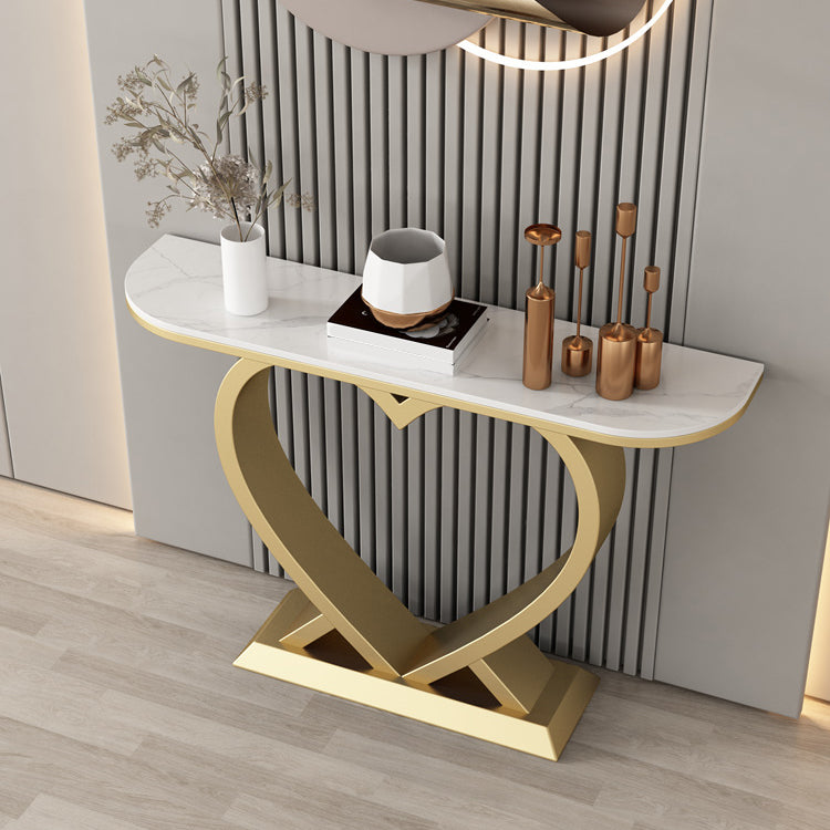 Glam Stone Console Table Scratch Resistant Accent Table for Hall