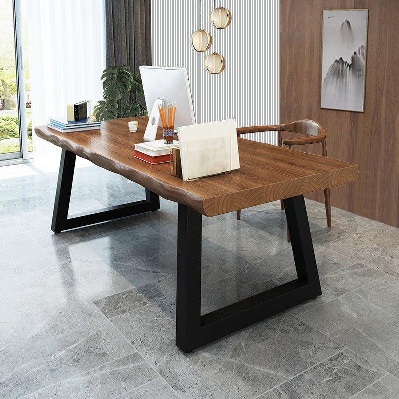 Zeitgenössischer Massivholz-Büroschreibtisch 29,53 Zoll großer Schreibtisch mit Eisenbeinen