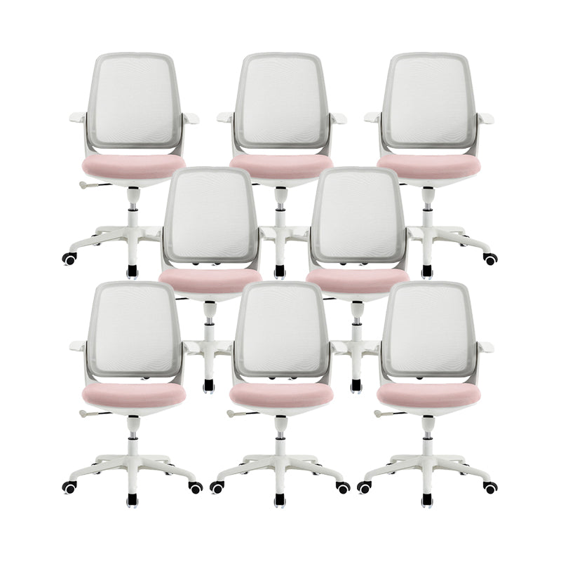 Modern Adjustable Arms Office Chair Height-adjustable Task Chair for Office Pink 8 Piece Set Clearhalo 'furn' 'furn_office_chair' 'Furniture' 'Office Chairs' 'Office Furniture' 'office_chair' 6702714