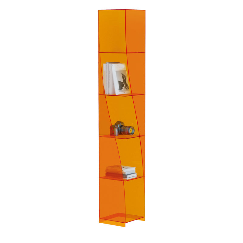 Modern Style Closed Back Bookshelf Vertical Acrylic Bookcase 30"L x 15"W x 57"H Orange Clearhalo 'Bookcases' 'furn' 'furn_bookcases' 'Furniture' 'Office Furniture' 6703737