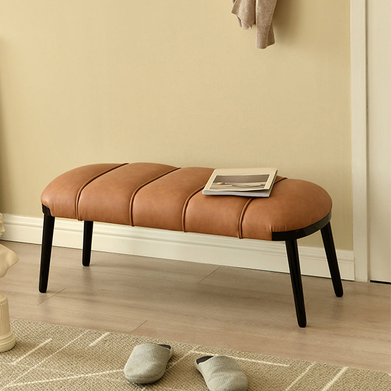 Contemporary Upholstered Bench Home Seating Bench with 4 Legs 39.5"L x 16"W x 16"H Brown Clearhalo 'Benches' 'Chairs & Seating' 'furn' 'furn_benches' 'Furniture' 'Living Room Furniture' 6703877