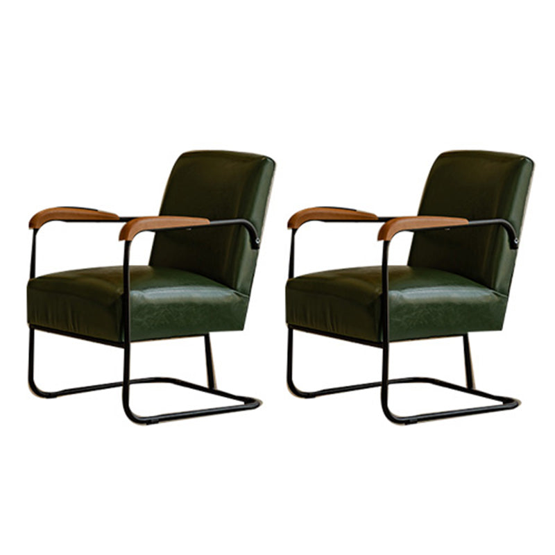 Arms Included Chair with wooden handrail 32.67" Wide Armchair for Living Room Green Faux Leather 2 Piece Set Clearhalo 'Accent Chairs' 'accent_chairs' 'Chairs & Seating' 'furn' 'furn_accent_chairs' 'Furniture' 'Living Room Furniture' 6704328