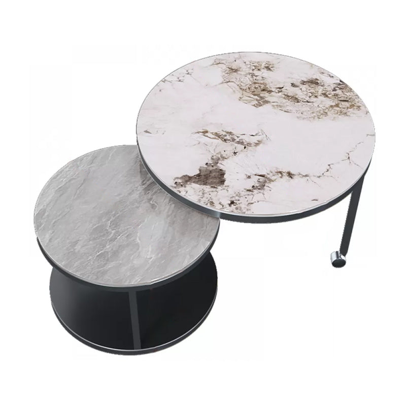 Mesa de café contemporánea Slate Redonda de 2 piezas Cóctel de cóctel