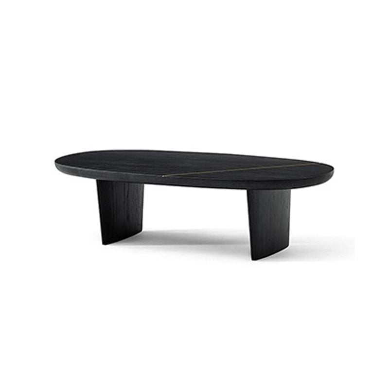 No Distressing Oval Single Coffee Table Sled Solid Wood Coffee Table Black Clearhalo 'Coffee & Accent Tables' 'Coffee Tables' 'coffee_tables' 'furn' 'furn_coffee_tables' 'Furniture' 'Living Room Furniture' 6704917