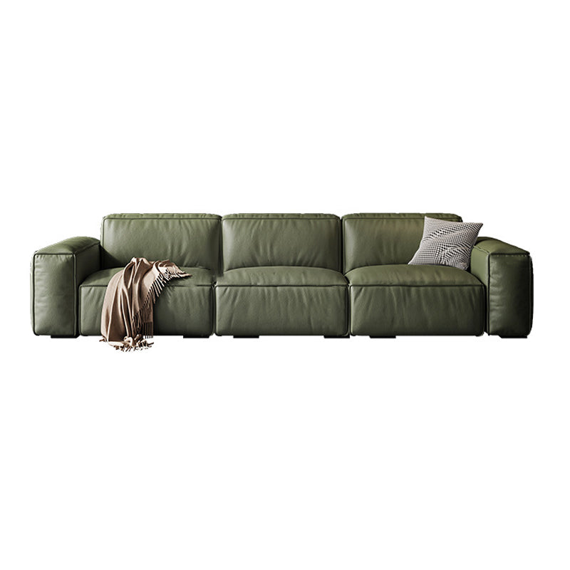 Contemporary Forest Green Cushions Square Arm Living Room Settee