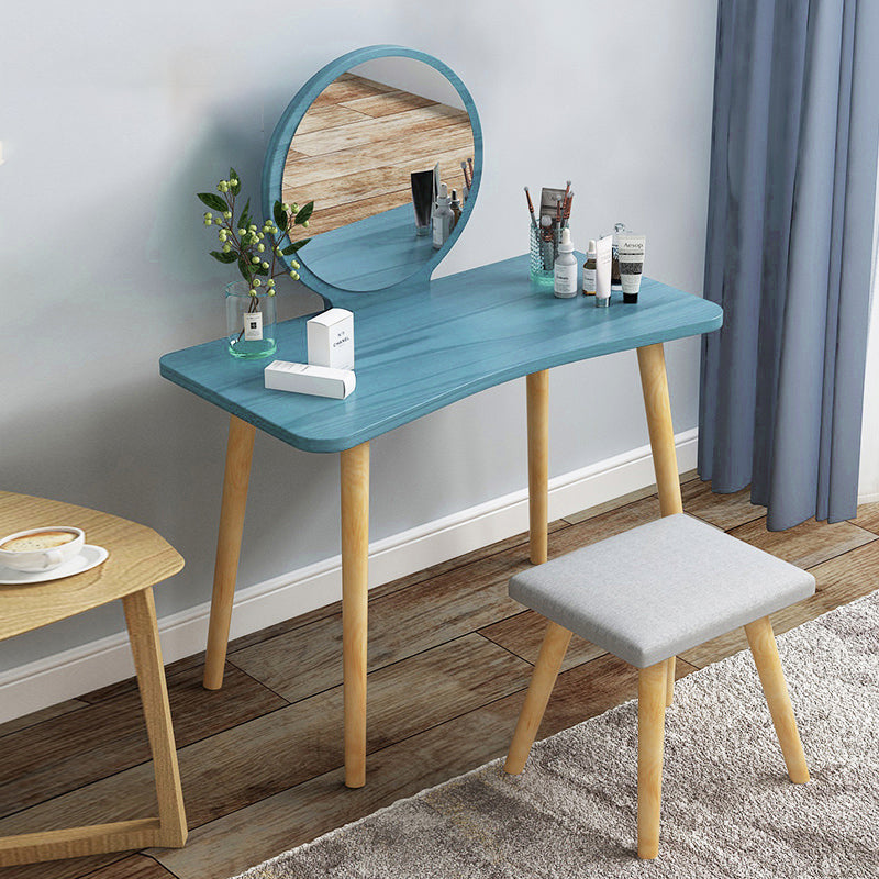 Modern Wood Make-up Vanity Mirrored Dressing Table Stool Set