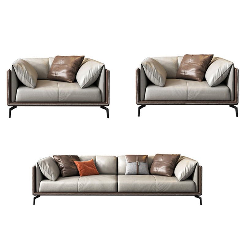 Canapé de bras top top canapé en cuir moderne avec oreillers en gris et brun