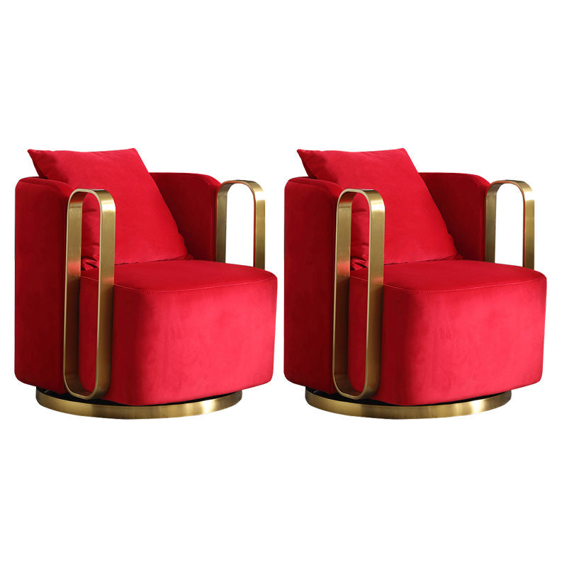Glam Style Velvet ArmChair Solid Color Swivel Pillow Back Chair Red 2 Piece Set Clearhalo 'Accent Chairs' 'accent_chairs' 'Chairs & Seating' 'furn' 'furn_accent_chairs' 'Furniture' 'Living Room Furniture' 6706060