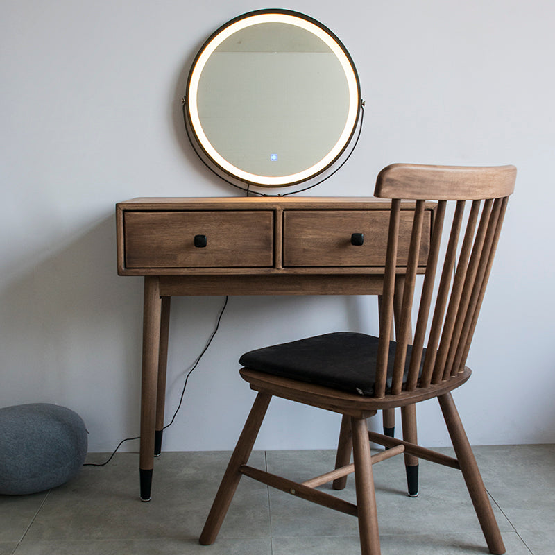 Vanité de maquillage contemporaine avec tiroirs en bois massif brun