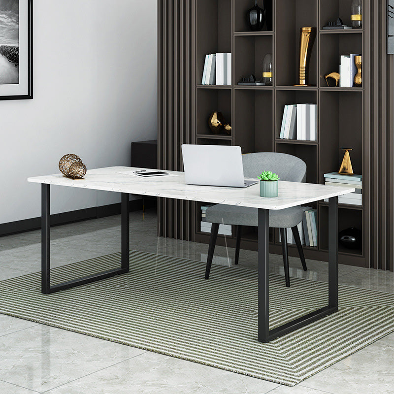 Contemporary Office Desk Curved Computer Desk with Metal Legs