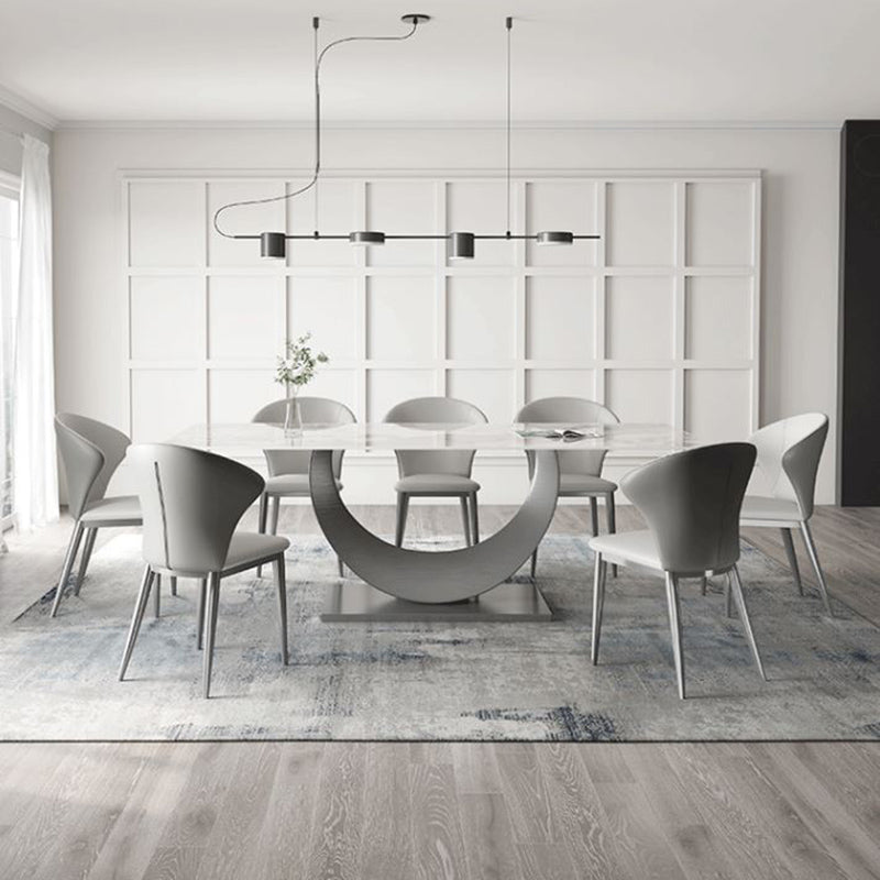 Ensemble de table à manger blanche avec base en métal argenté 1/3/4/5/8 pièces Glam Glam Dinette Set pour la maison