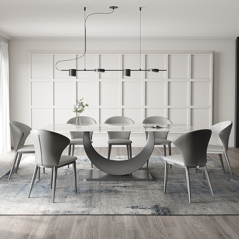 Estilo contemporáneo 1/3/4/5/6/7/8 Piezas Set de comedor Muebles de rectángulo de piedra en blanco