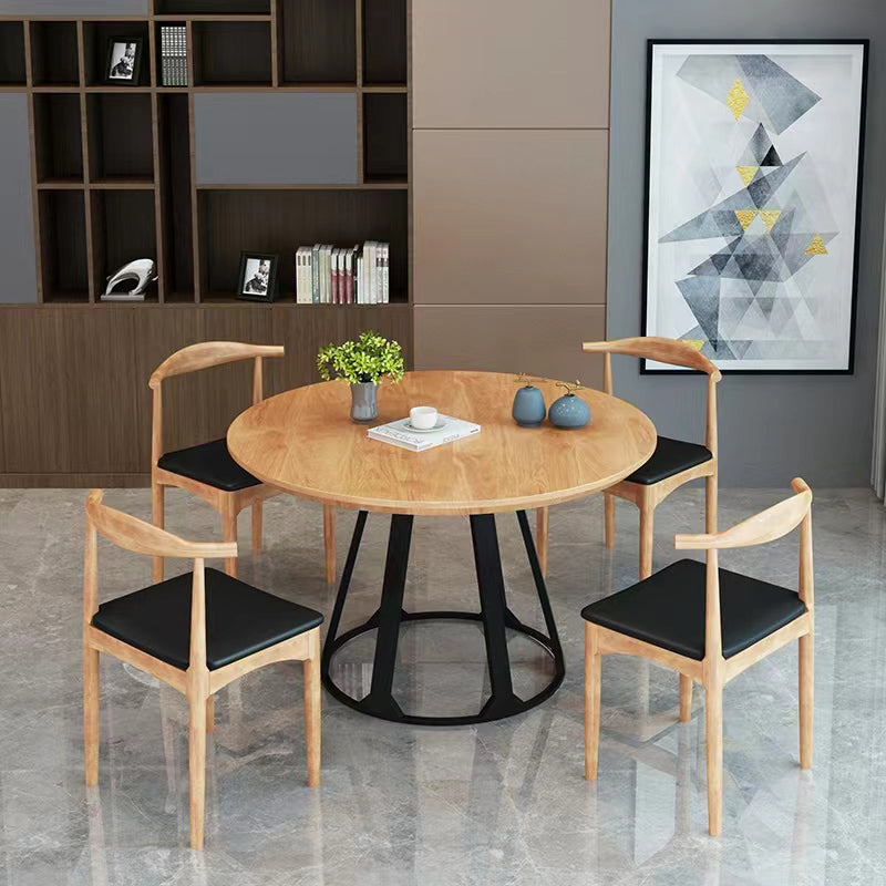 Wood Finish Dining Set 1/2/3/5 Pieces Modern Solid Wood Dinette Set 5 Pieces: Table, 4 Chairs Clearhalo 'Dining Room Sets' 'Dining Tables & Seating' 'dining_room_set' 'furn' 'furn_dining_room_set' 'Furniture' 'Kitchen & Dining Furniture' 6711930