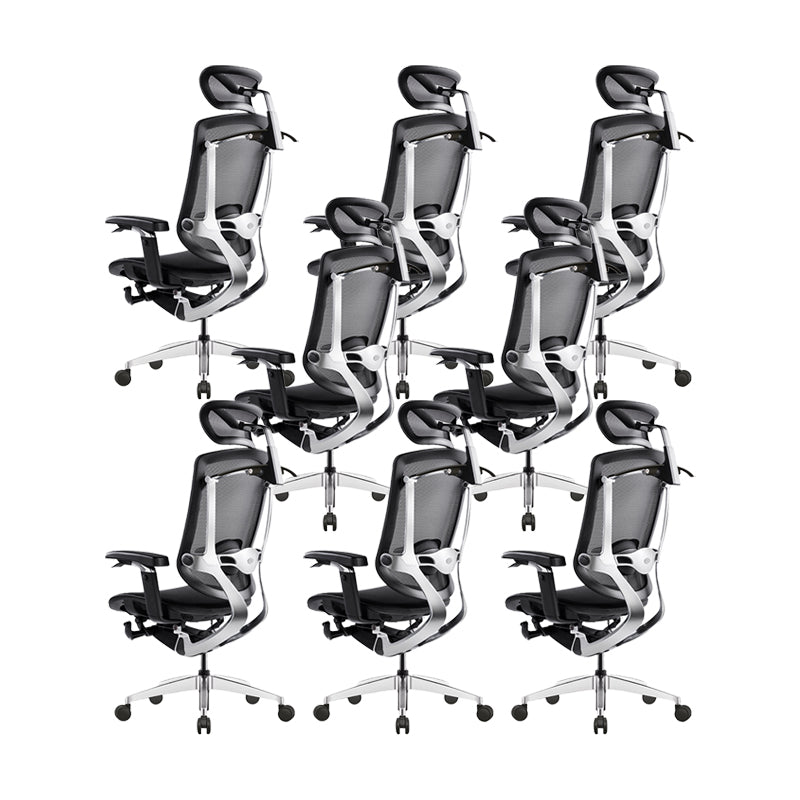 Removable Arms Office Chair Adjustable Seat Height Modern Swivel Chair with Wheels Black 8 Piece Set Clearhalo 'furn' 'furn_office_chair' 'Furniture' 'Office Chairs' 'Office Furniture' 'office_chair' 6716565