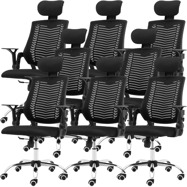 Contemporary Adjustable Arms Office Chair Mesh-back Task Chair for Office 8 Piece Set Clearhalo 'furn' 'furn_office_chair' 'Furniture' 'Office Chairs' 'Office Furniture' 'office_chair' 6716577