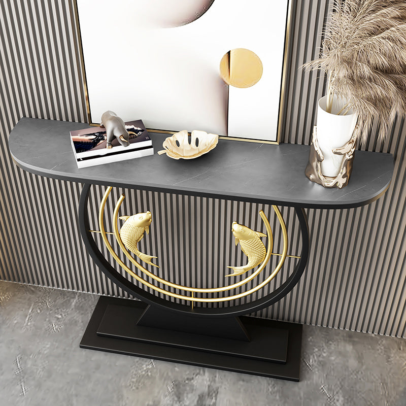 31.5 "H Modern Console Accent Table Acabado antiguo Consola Half Moon