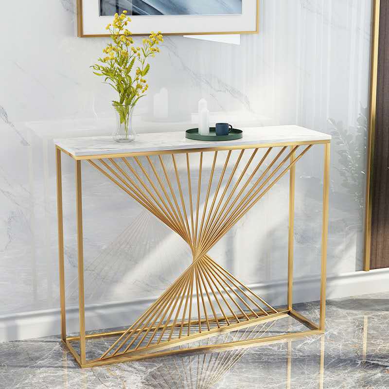 Tavolo da divano console in marmo glam tavolo accento per cornice oro per hall