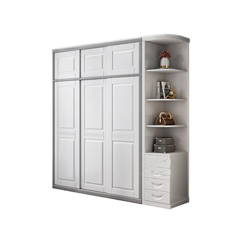 Rubberwood Wardrobe Cabinet with Shelves Modern Wardrobe Closet