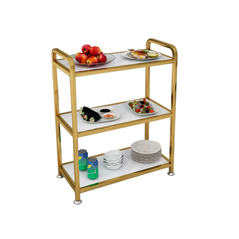 Wooden Prep Table Modern Rolling Open Shelves Kitchen Trolley