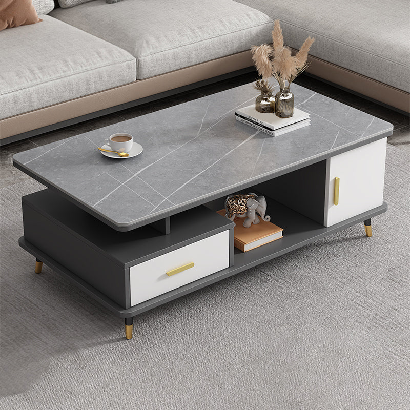 Slate Coffee Table Rectangle Glam Cocktail Table with 4 Legs