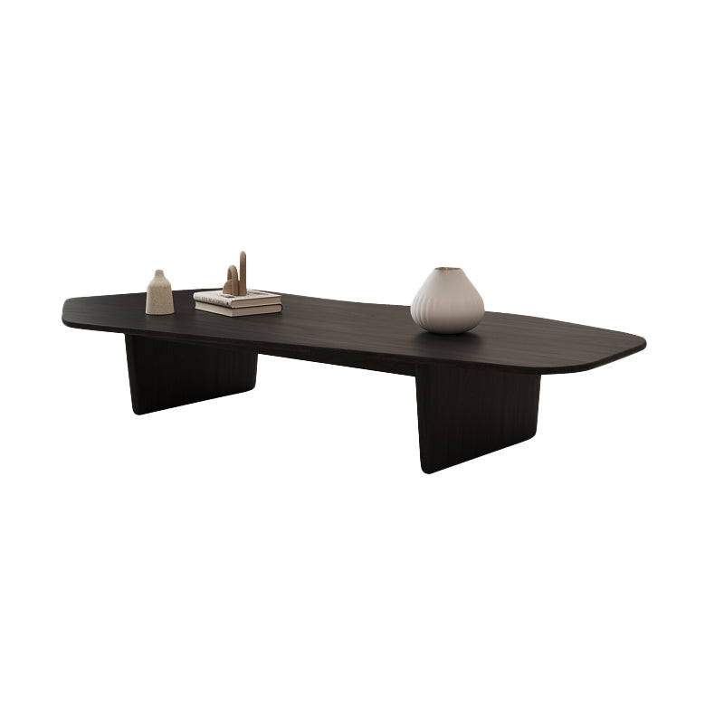 Solid Wood Coffee Table Free-Form Modern Cocktail Table with 2 Legs Black Clearhalo 'Coffee & Accent Tables' 'Coffee Tables' 'coffee_tables' 'furn' 'furn_coffee_tables' 'Furniture' 'Living Room Furniture' 6725515