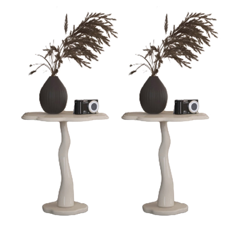 Contemporary Wood Side Table with Cloud Shap Top and 1 Leg Base White 2 Clearhalo 'Coffee & Accent Tables' 'End & Side Tables' 'end_side_tables' 'furn' 'furn_end_side_tables' 'Furniture' 'Living Room Furniture' 6725803