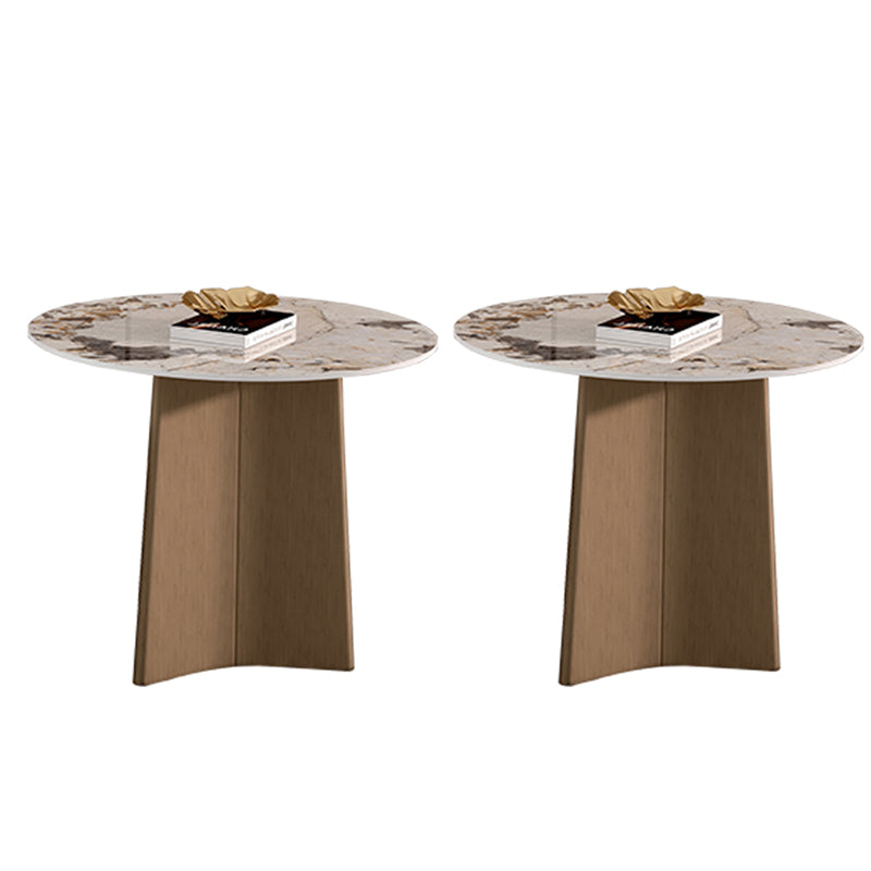Round Stone Side Table with 1 Leg Metal Base Side End Snack Table 2 Clearhalo 'Coffee & Accent Tables' 'End & Side Tables' 'end_side_tables' 'furn' 'furn_end_side_tables' 'Furniture' 'Living Room Furniture' 6725826