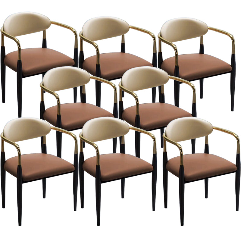 メタルダイニングルームキッチンチェアブラックレッグオープンバックダイニングチェア