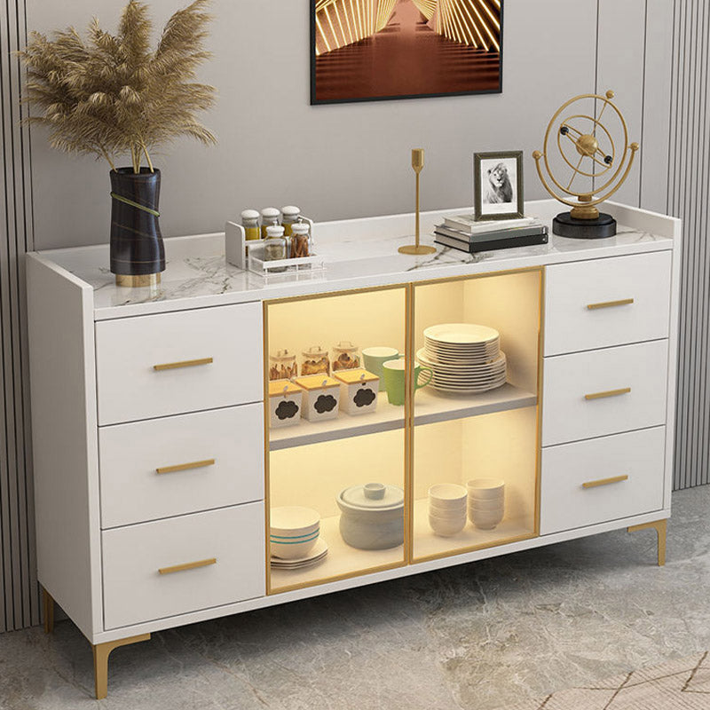 Sideboard in legno ingegnerizzato in stile glam con luci a LED